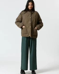 Manteau réversible Virginie kaki/beige