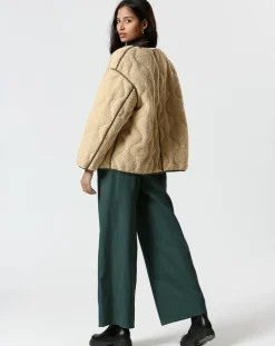 Manteau réversible Virginie kaki/beige