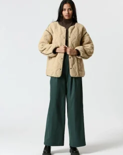 Manteau réversible Virginie kaki/beige