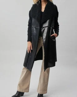 Manteau sans manches en fausse peau lainée Vogue noir