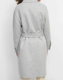 Manteau surchemise en Laine mélangée à ceinture gris clair