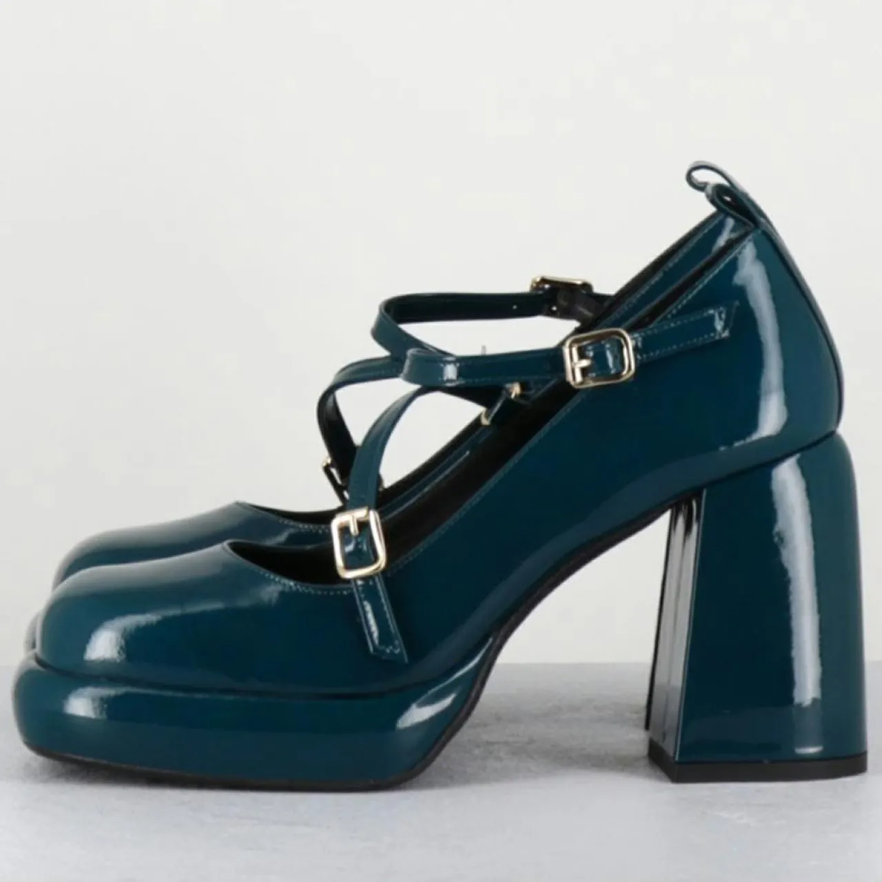 Mary Jane en Cuir abra bleues - Talon : 8cm