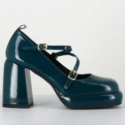 Mary Jane en Cuir abra bleues - Talon : 8cm