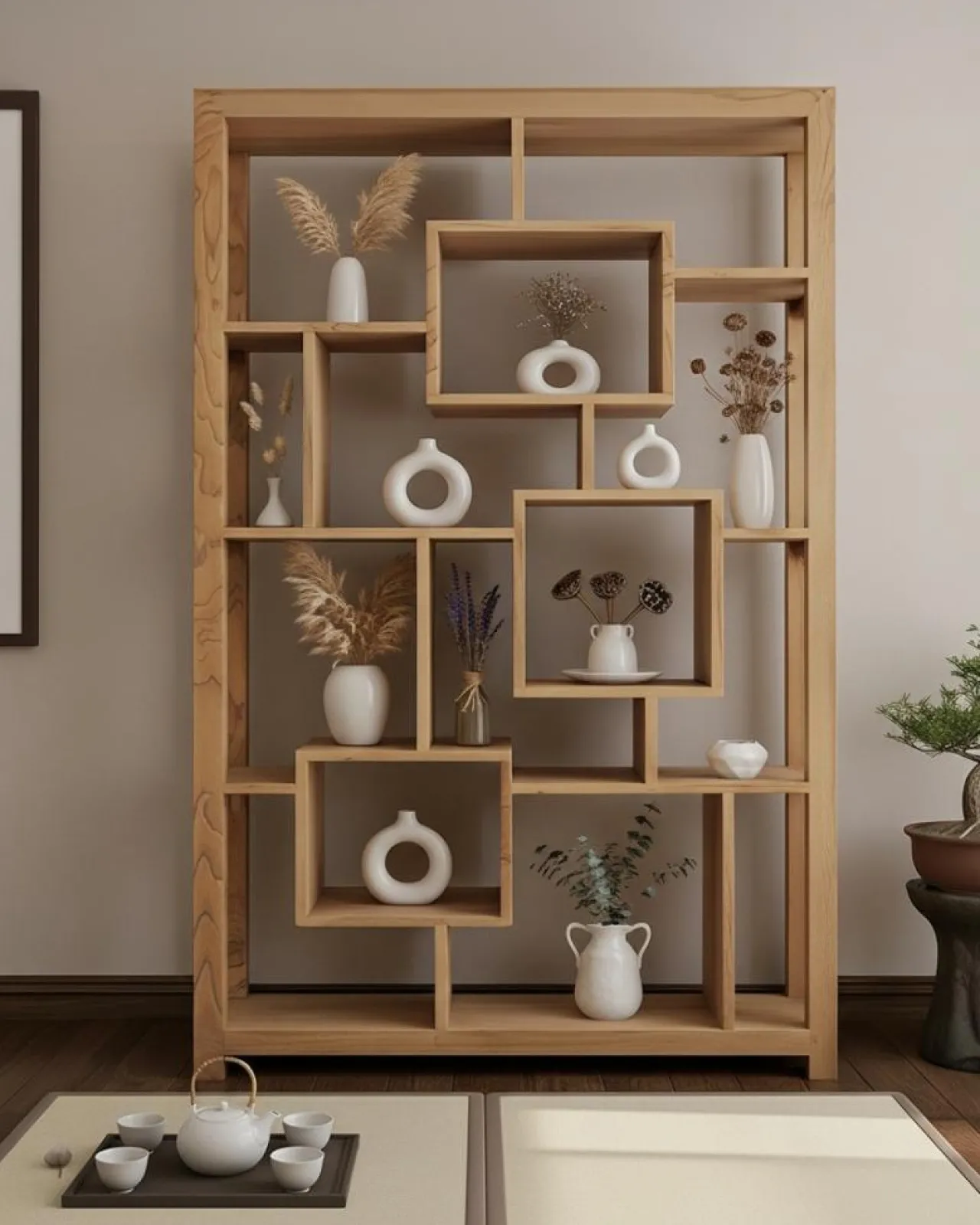 Maze - Étagère en bois massif de Teck