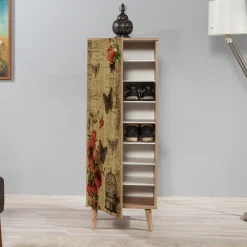 Meuble à chaussure Filinta chêne - 50x135x38 cm