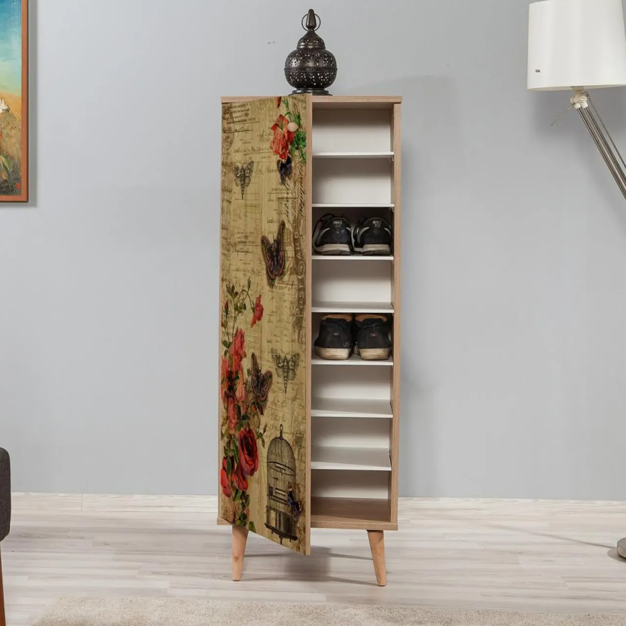 Meuble à chaussure Filinta chêne - 50x135x38 cm