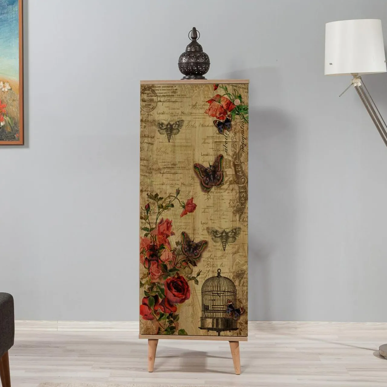 Meuble à chaussure Filinta chêne - 50x135x38 cm