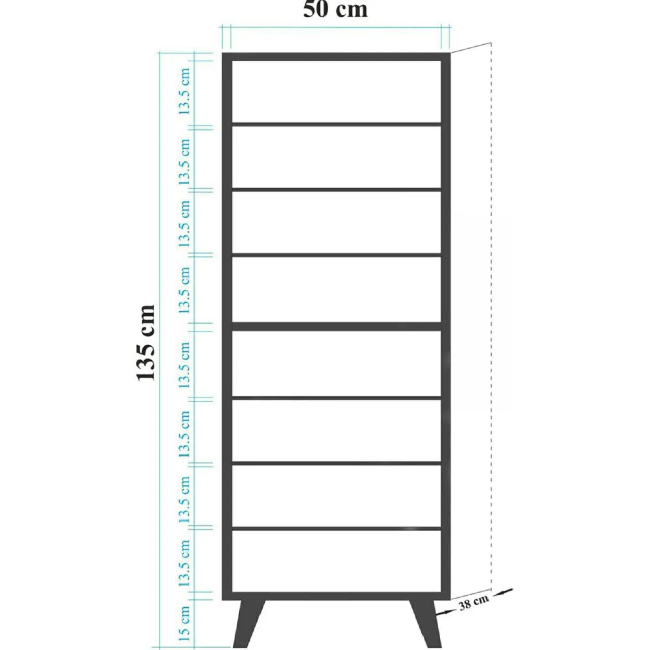 Meuble à chaussure Filinta chêne - 50x135x38 cm