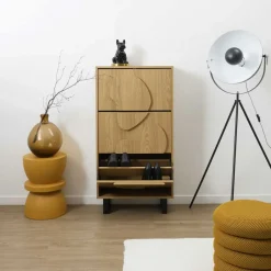 Meuble à chaussures Calypso marron/noir - 60x24x115 cm