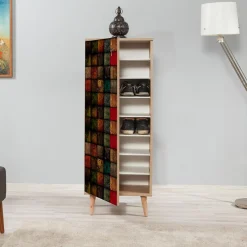 Meuble à chaussures Filinta multicolore - 50x128x38 cm