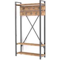 Meuble d'entrée Alfa noir/bois - 180x34x90 cm