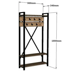 Meuble d'entrée Alfa noir/bois - 180x34x90 cm