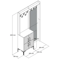 Meuble d'entrée Berlin BC marron/anthracite - 120x35x200 cm