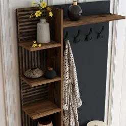 Meuble d'entrée Viyana noyer/anthracite - 90x200x35 cm