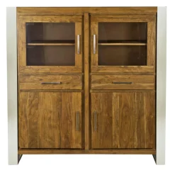 Meuble haut structure inox Acacia Stainless III Marron - 140x45x160 cm