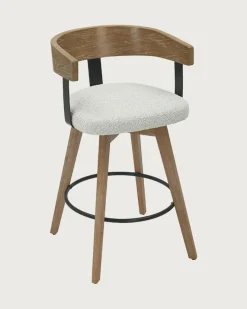 Micha - Chaise de bar en tissu et pieds en bois