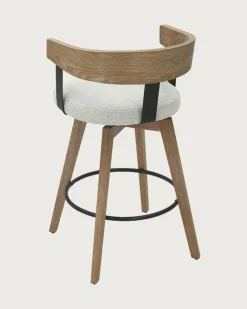 Micha - Chaise de bar en tissu et pieds en bois