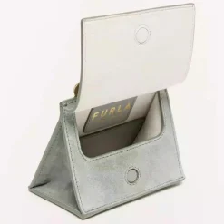 Micro Sac à main en Velours de Cuir Ligne Future argenté 11.0x9.5x7.5 cm