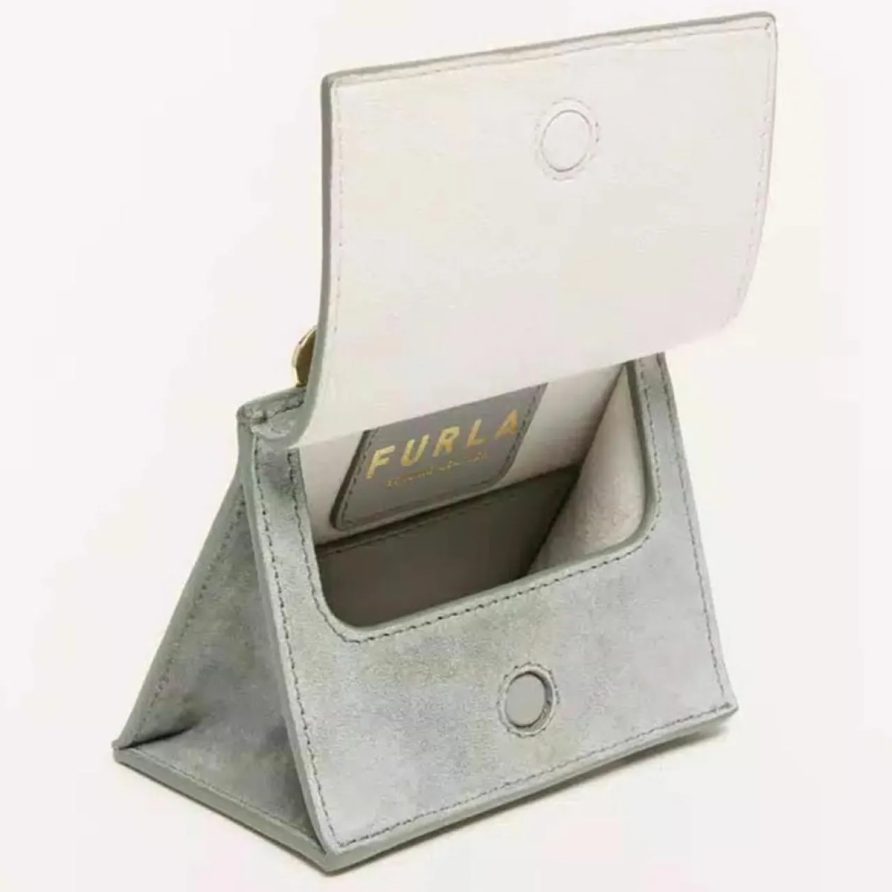 Micro Sac à main en Velours de Cuir Ligne Future argenté 11.0x9.5x7.5 cm