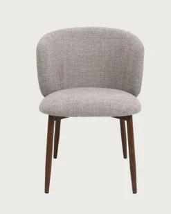 Mila - Chaise en tissu taupe et pieds métal