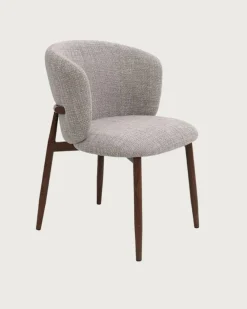 Mila - Chaise en tissu taupe et pieds métal