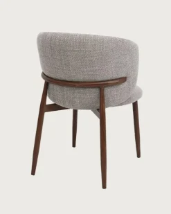 Mila - Chaise en tissu taupe et pieds métal