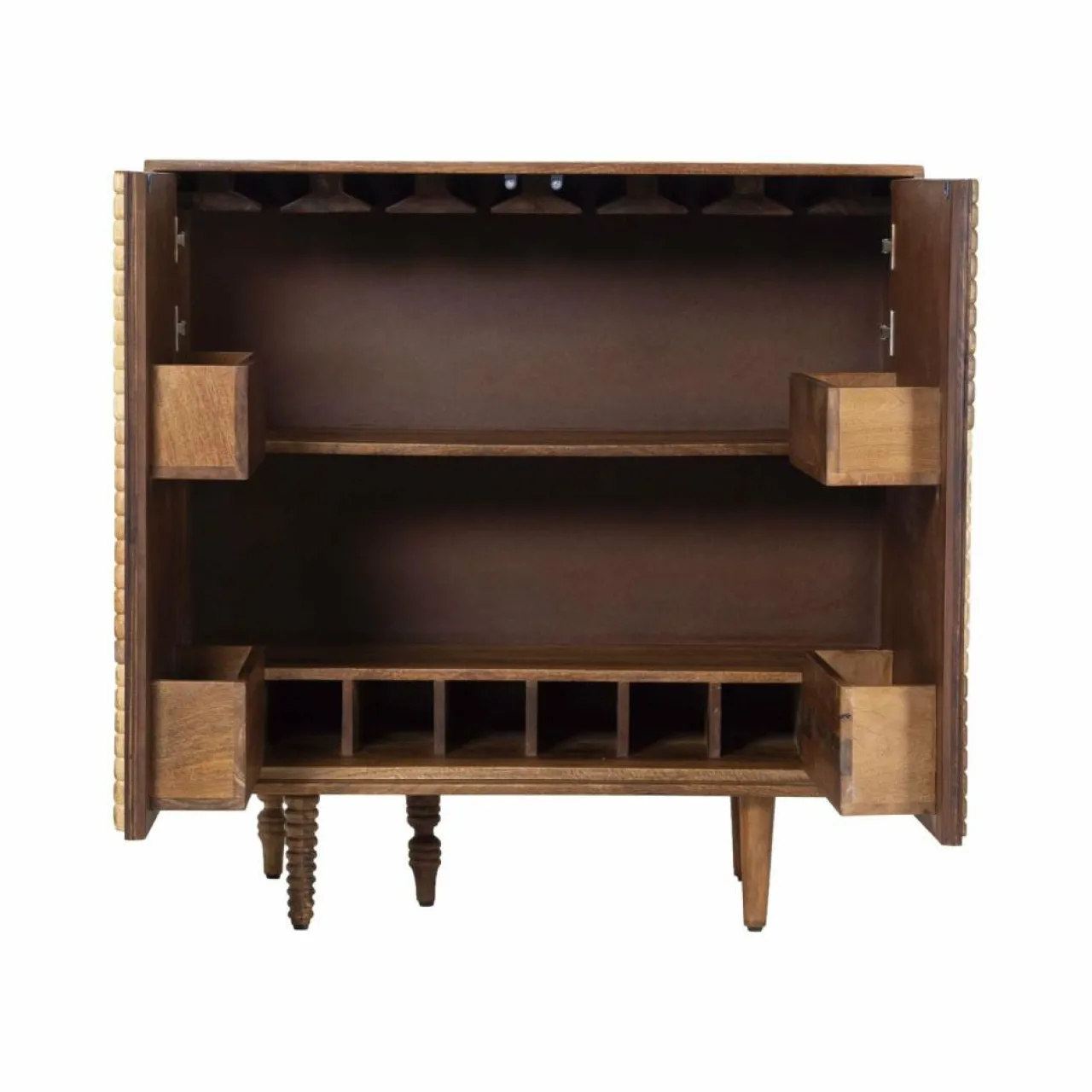 Mini bar 2 portes Manguier Ramon Naturel - 100x45x100 cm