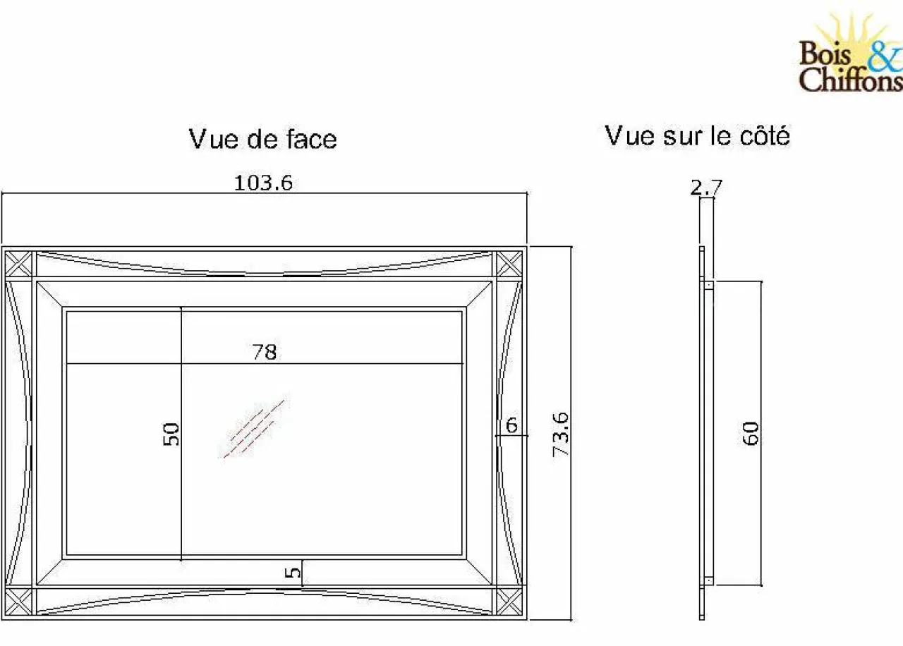 Miroir design Manguier Pondicherry Noir - 104x3x74 cm