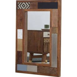 Miroir peau de vache bois sculpté manguier terranova marron - 100x4x70 cm