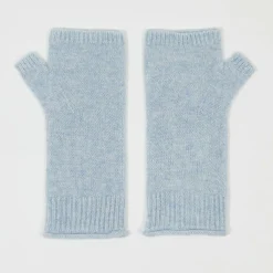 Mitaines 100% Cachemire poignets en côtes Mindy icy blue