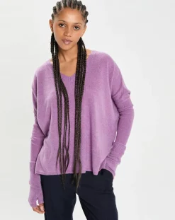 Mitaines 100% Cachemire poignets en côtes Mindy orchidée