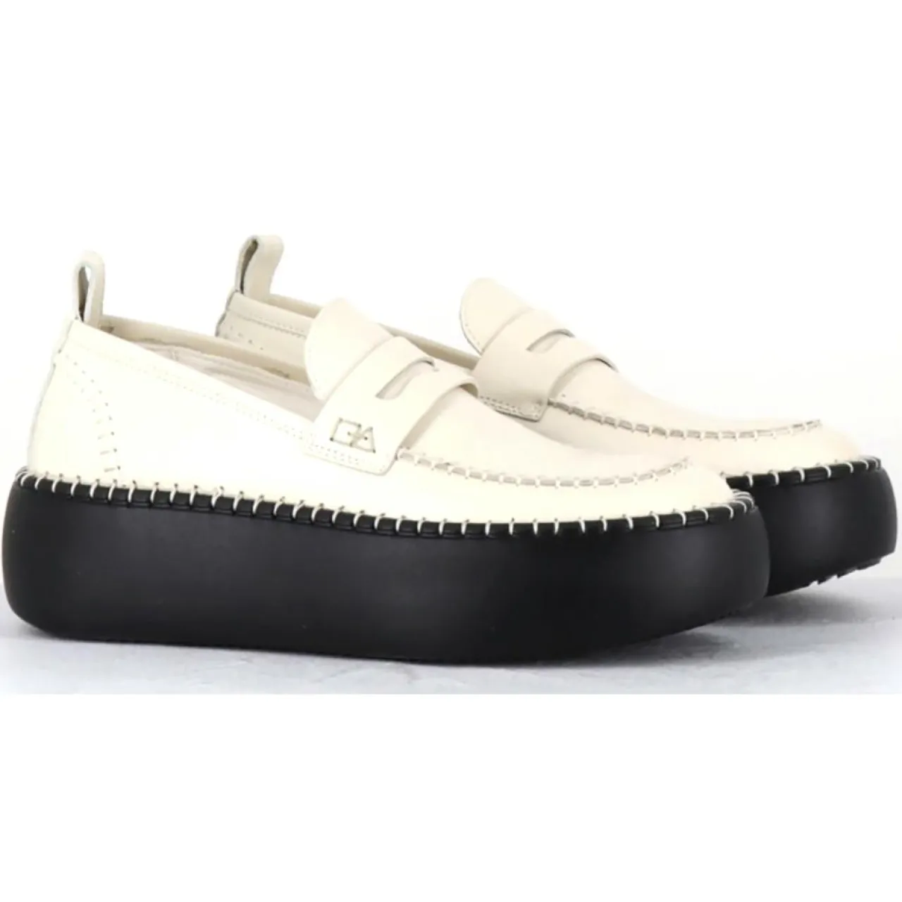 Mocassins en Cuir blancs - Talon 5 cm