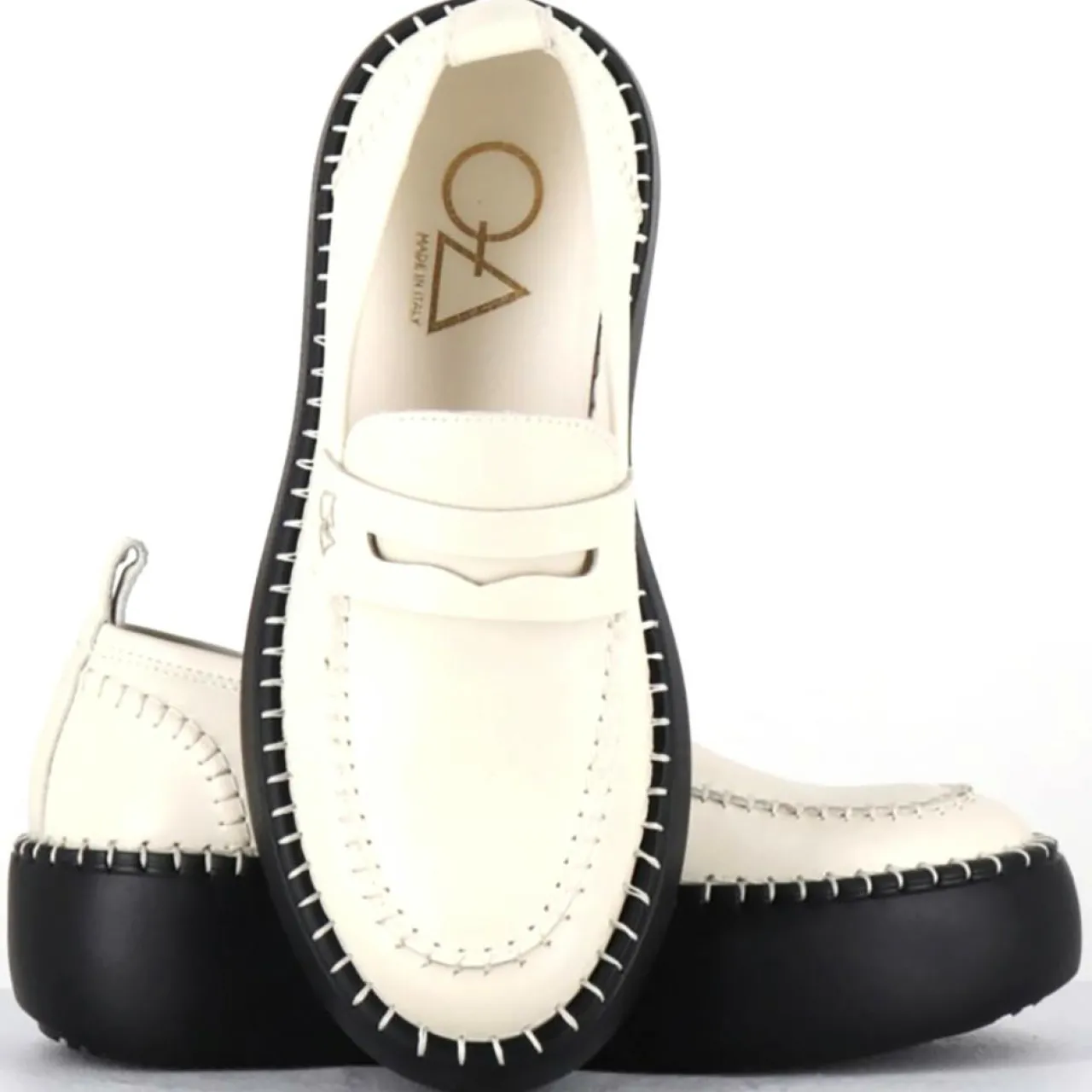 Mocassins en Cuir blancs - Talon 5 cm