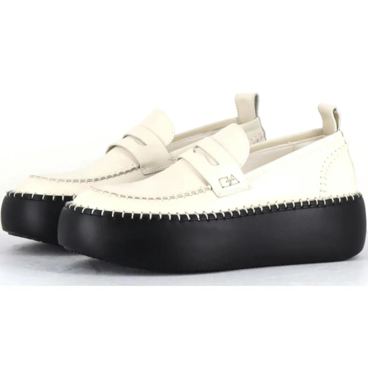 Mocassins en Cuir blancs - Talon 5 cm