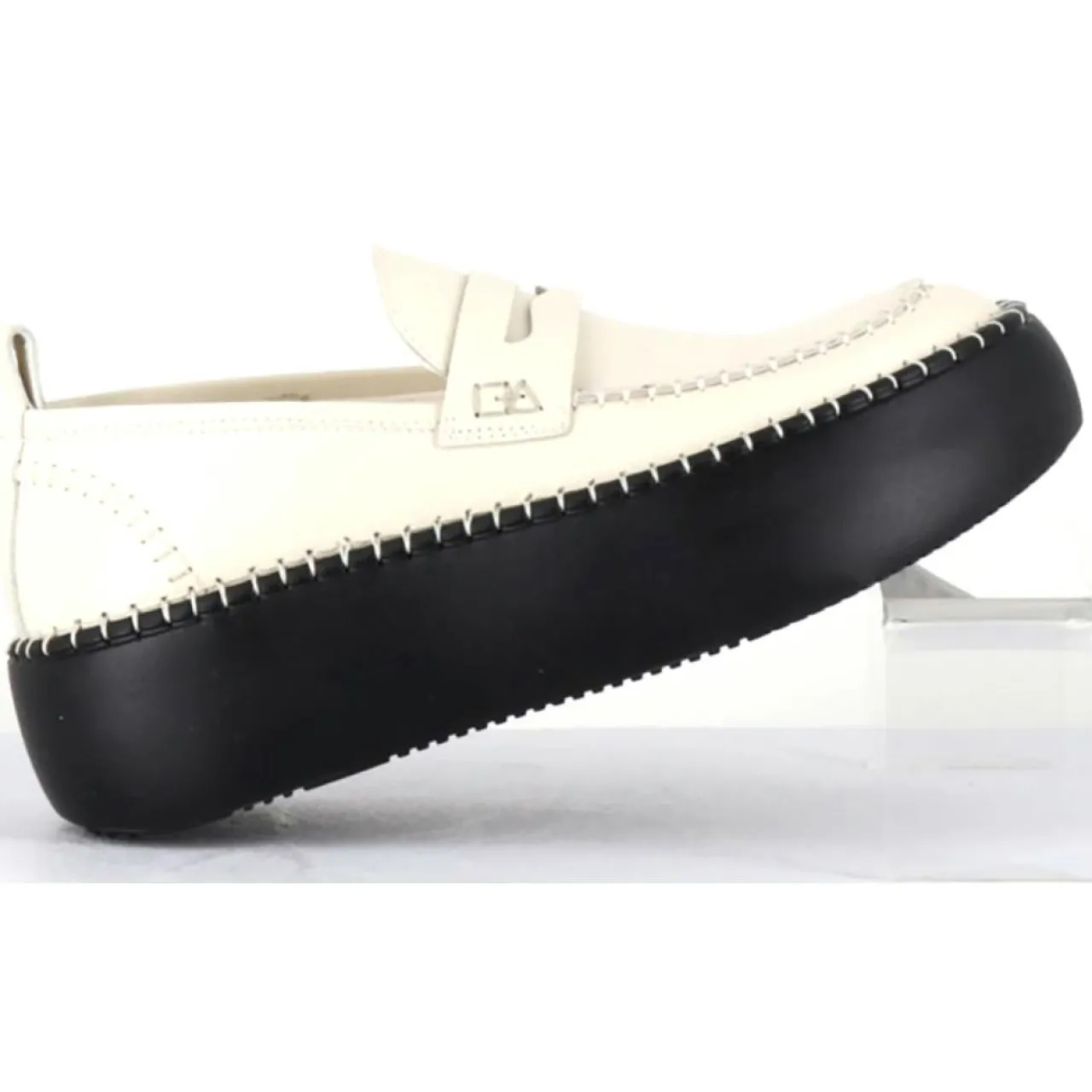 Mocassins en Cuir blancs - Talon 5 cm