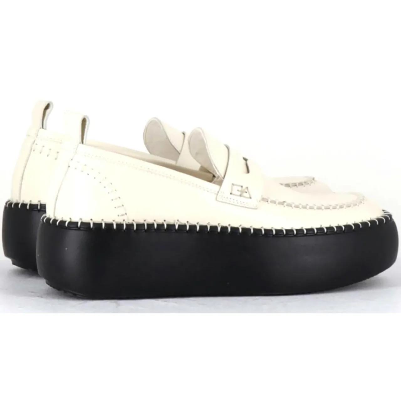 Mocassins en Cuir blancs - Talon 5 cm