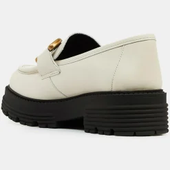 Mocassins en Cuir boucle beiges - Talon 5 cm