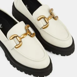 Mocassins en Cuir boucle beiges - Talon 5 cm