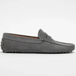 Mocassins en Velours de Cuir Adam gris