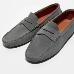 Mocassins en Velours de Cuir Adam gris