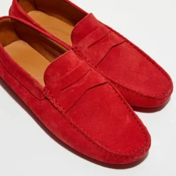 Mocassins en Velours de Cuir Martin rouges