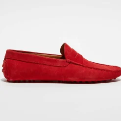 Mocassins en Velours de Cuir Martin rouges