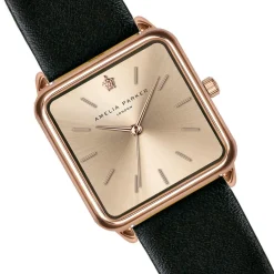 Montre Femme Gold Plaza en Cuir noire