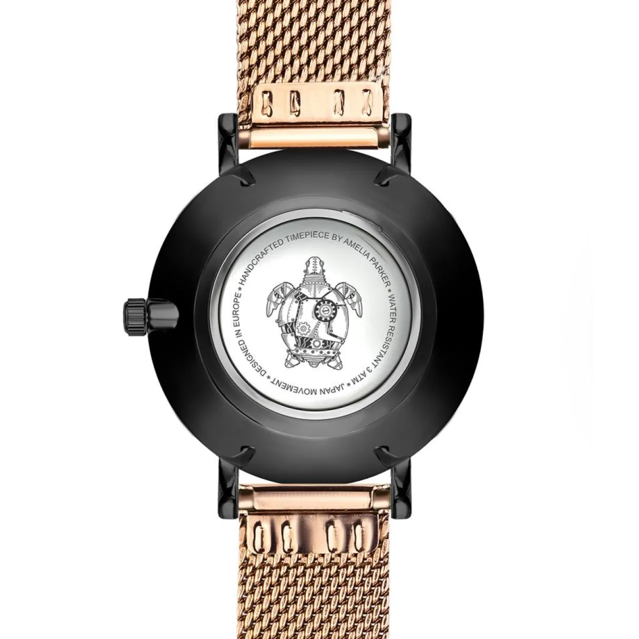 Montre Femme Petite Noir en Acier rose doré