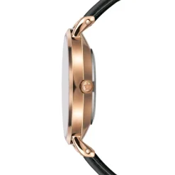 Montre Femme Petite Rose en Cuir noire