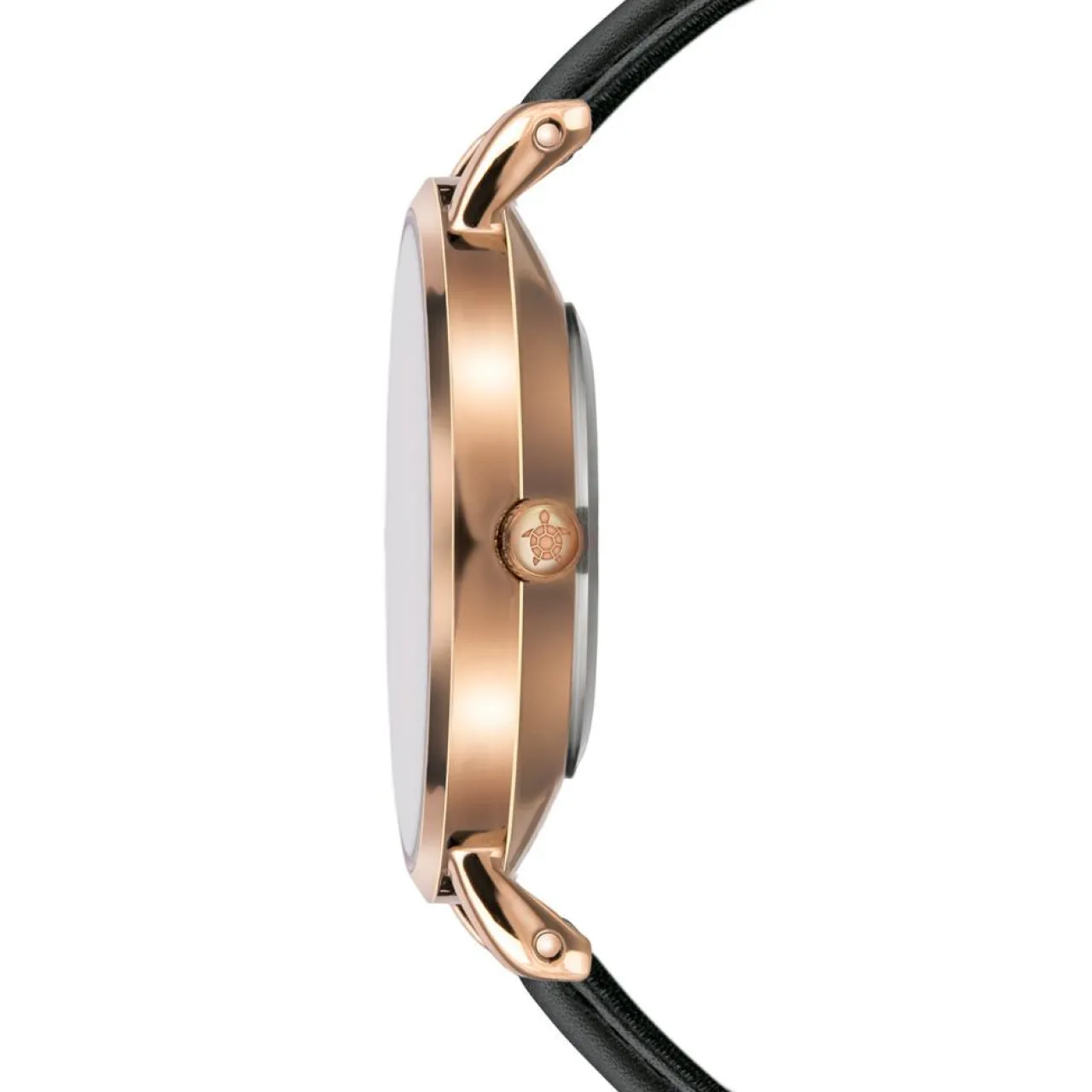 Montre Femme Petite Rose en Cuir noire