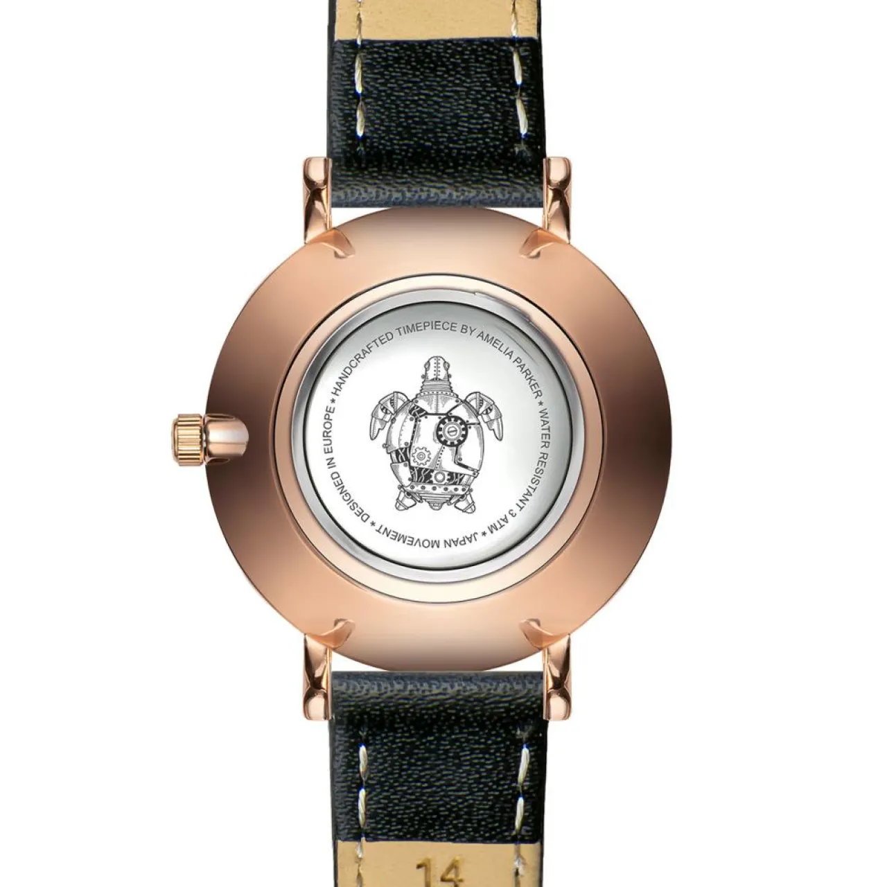 Montre Femme Petite Rose en Cuir noire