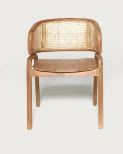 Moon - Chaise en teck massif et cannage rotin