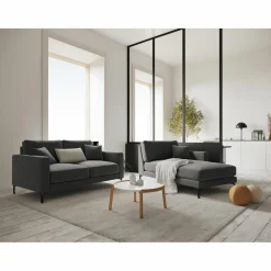 Méridienne Velours Droite Venus grise - 160x104x90 cm