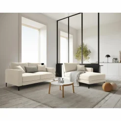 Méridienne Velours Droite Venus beige clair - 160x104x90 cm